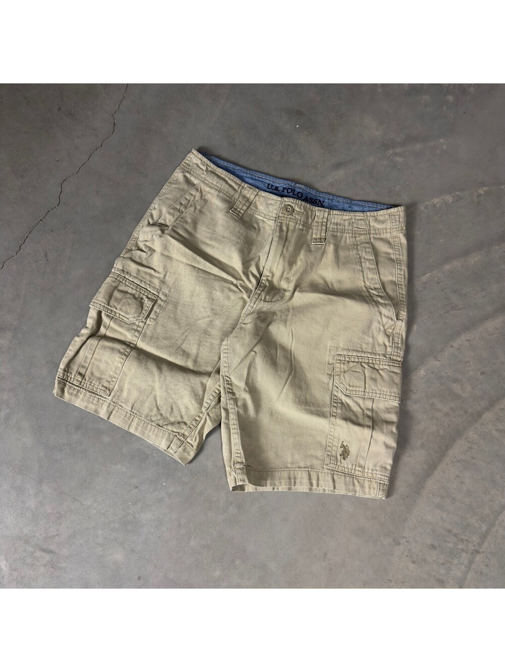 US Polo Assn Cargo Shorts Mens 32 Tan Khaki Baggy Gorpcore